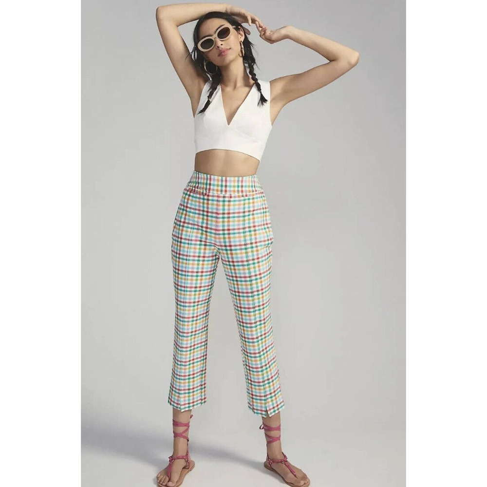 Anthropologie Women’s Multicolor Maeve Grace Gingham Capri Pants Size 16.